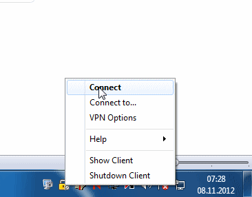 aus dem Kontextmenü den Eintrag 'Connect' auswählen
